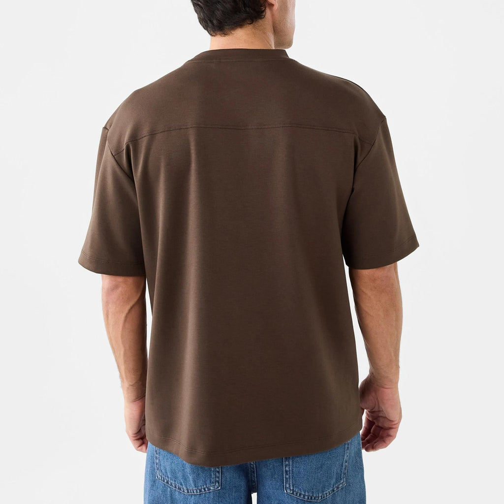 Brown Contrast Piping T-Shirt